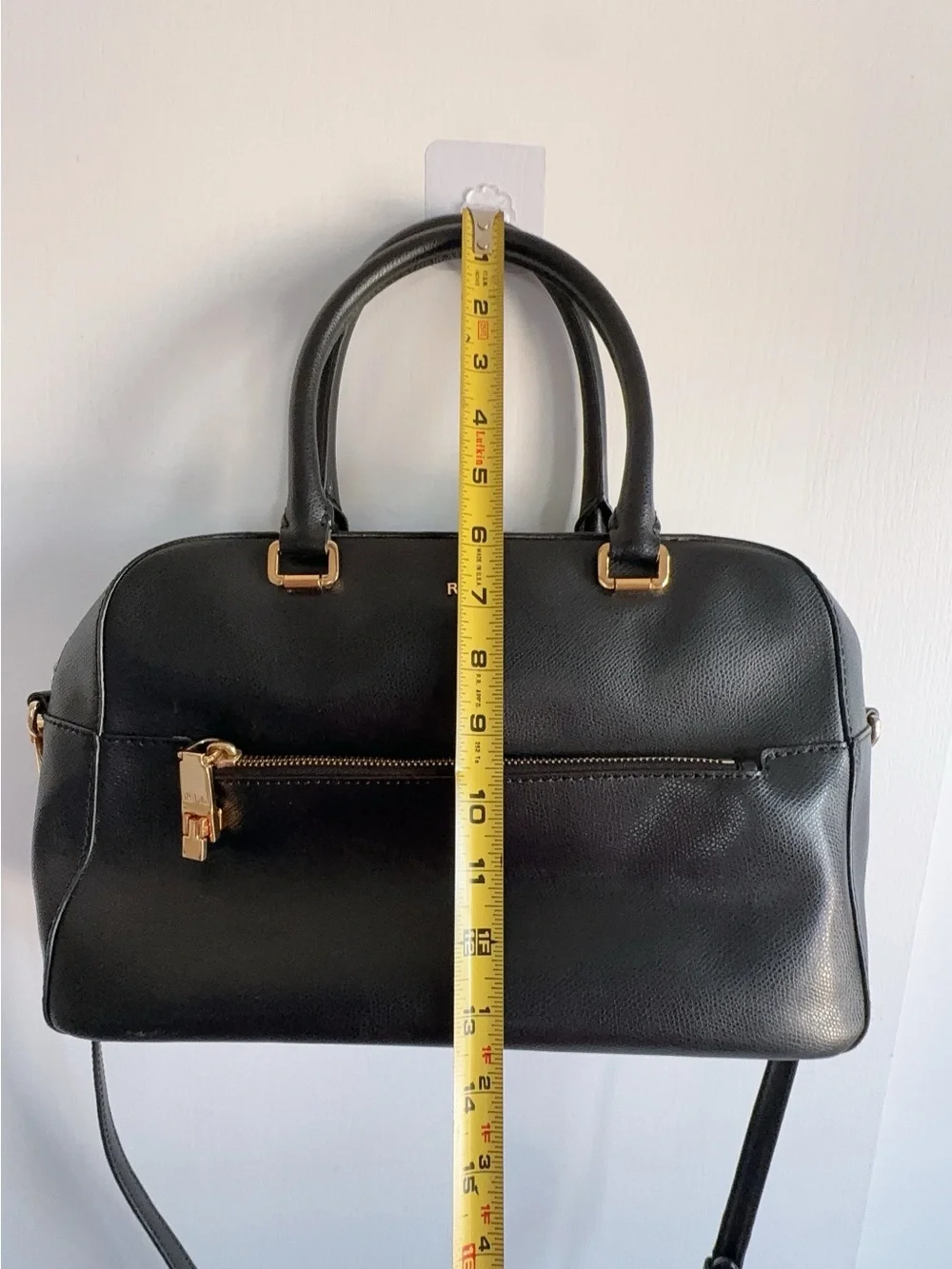 LRL Lauren Ralph Lauren Sabine Black Leather Satchel Purse